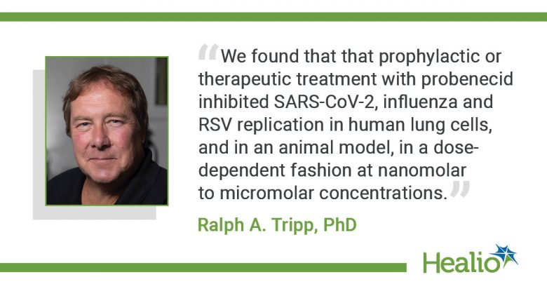Prophylaxis, treatment with probenecid inhibits "virus replication" in COVID-19, influenza, RSV