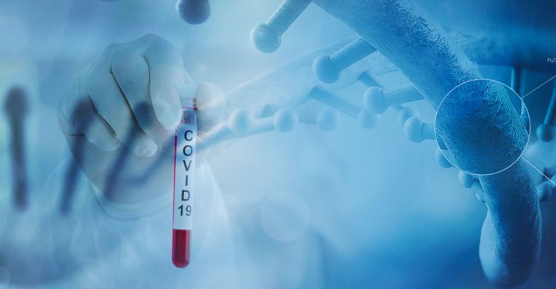 COVID-19 vial with virus strand