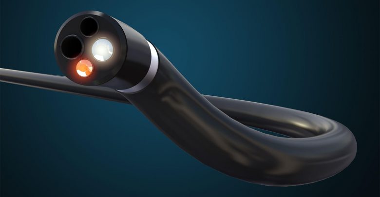 A computer rendering of an endoscope.