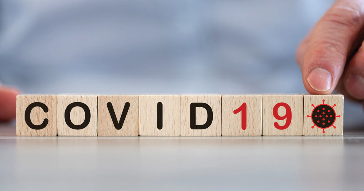 Tiles spelling out name of novel coronavirus